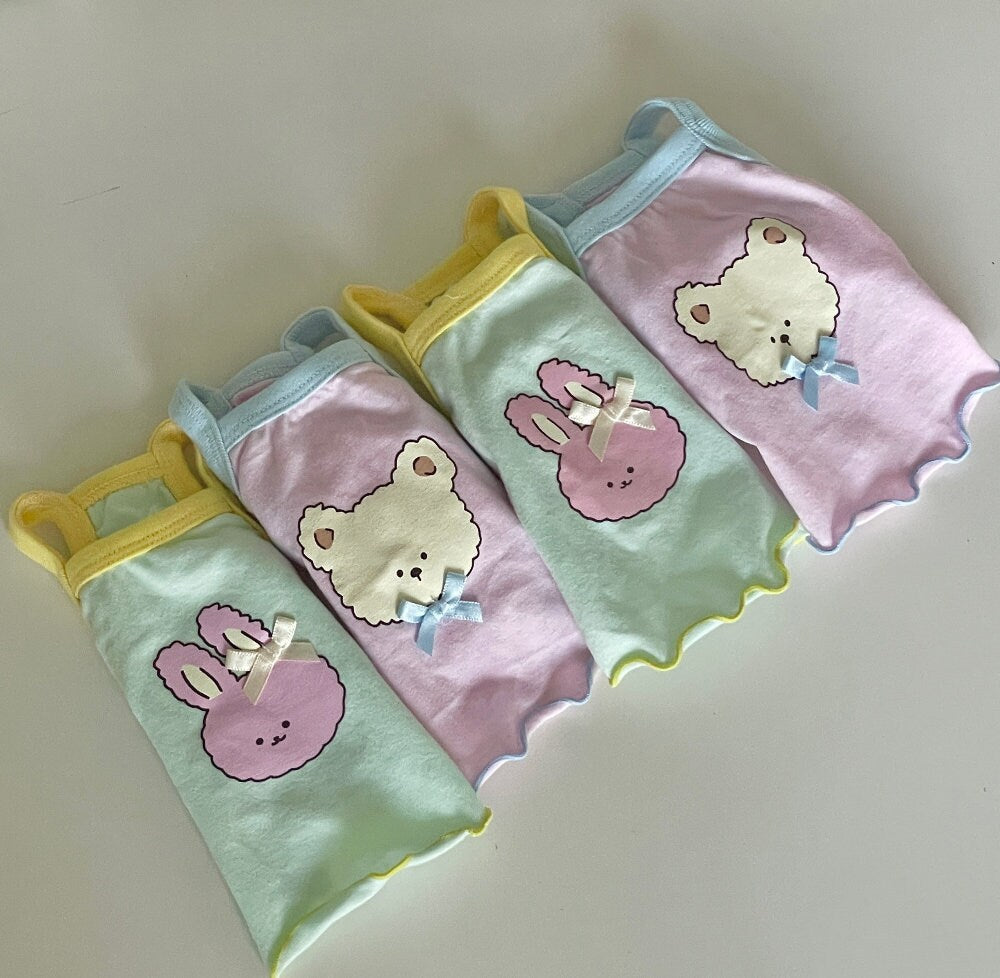 NKpup Animal Ribbon Dog Tank Tops in mint and pink featuring cute bear and rabbit designs