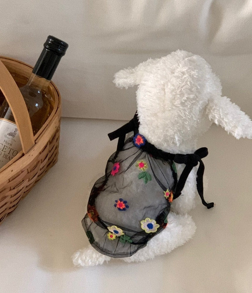 Vivid Floral Halter Dress, S-XL, Dog Dress, Wedding Pet, Dog Summer Dress, Dog Top, Dog Clothing, Dog Fashion, Dog Apparel - NKpup
