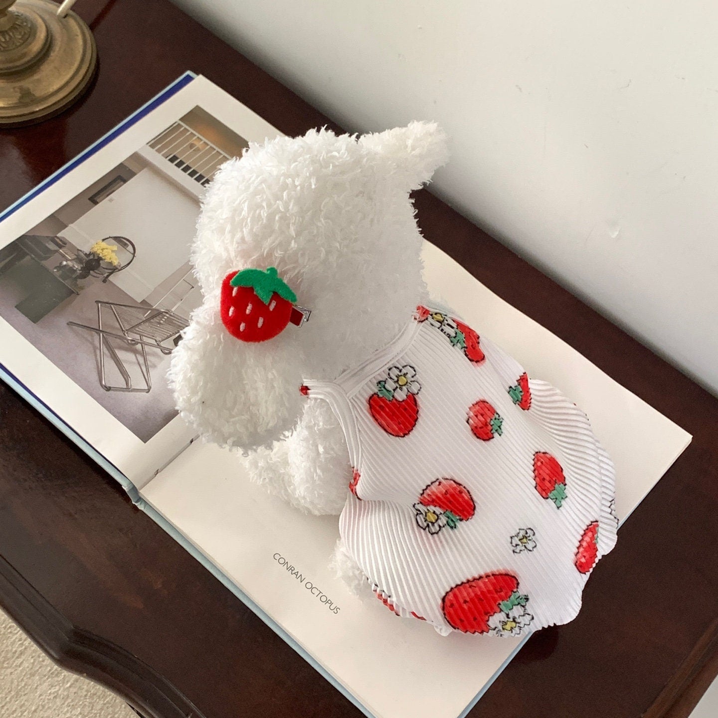 Pleated Strawberry Overall, S-2XL, Pajama Pet, Dog Jumpsuit, Dog Romper, Dog Summer Pants, Small Dog Clothes - NKpup