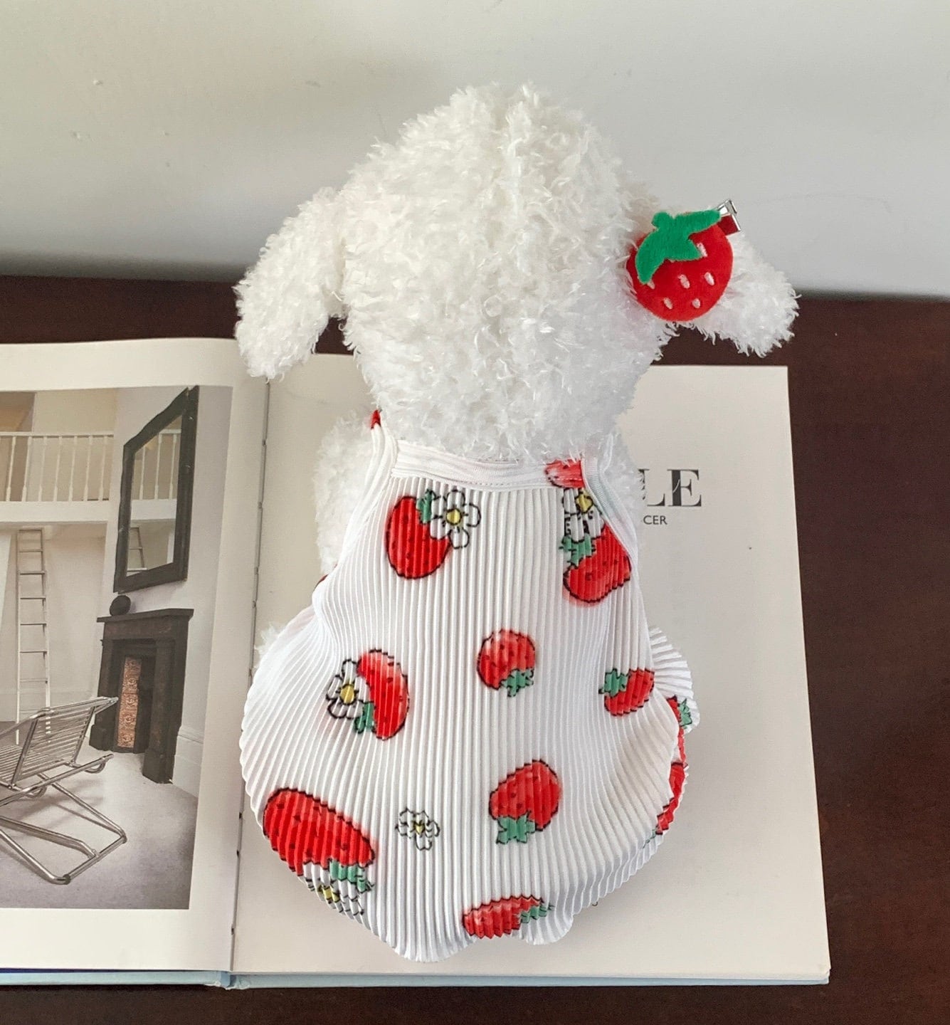 Pleated Strawberry Overall, S-2XL, Pajama Pet, Dog Jumpsuit, Dog Romper, Dog Summer Pants, Small Dog Clothes - NKpup