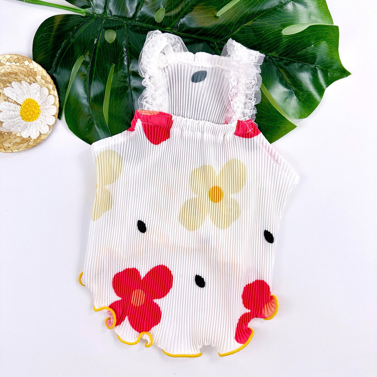 S-3XL, Hawaiian Pleated Sleeveless, Small Dog Summer Top, Summer Style, Floral Dog Top, Dog, NKpup - NKpup