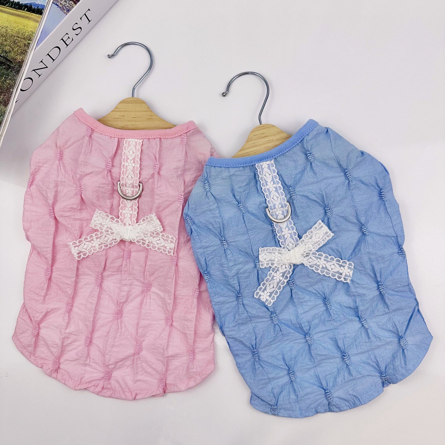 Quilted Bow Tie Harness Top, S-XL, Dog-Tee, Dog T-shirt, Dog Top, Dog Clothing, Dog Fashion, Dog Apparel, Harness Cloth - NKpup