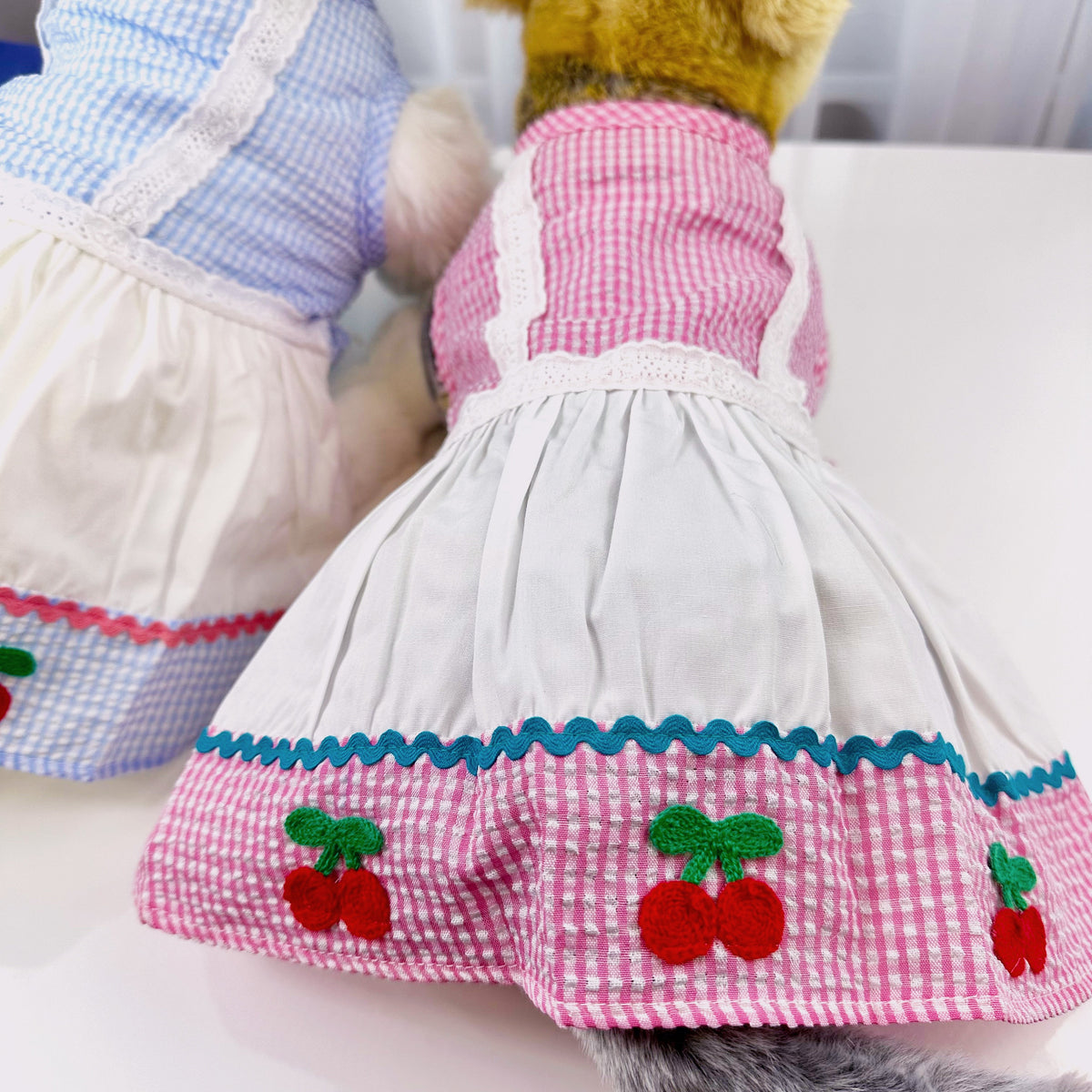 Gingham Cherry Dress, S-2XL, Small Dog Dress, Small Dog Top, Dog Clothes, NKPUP - NKpup