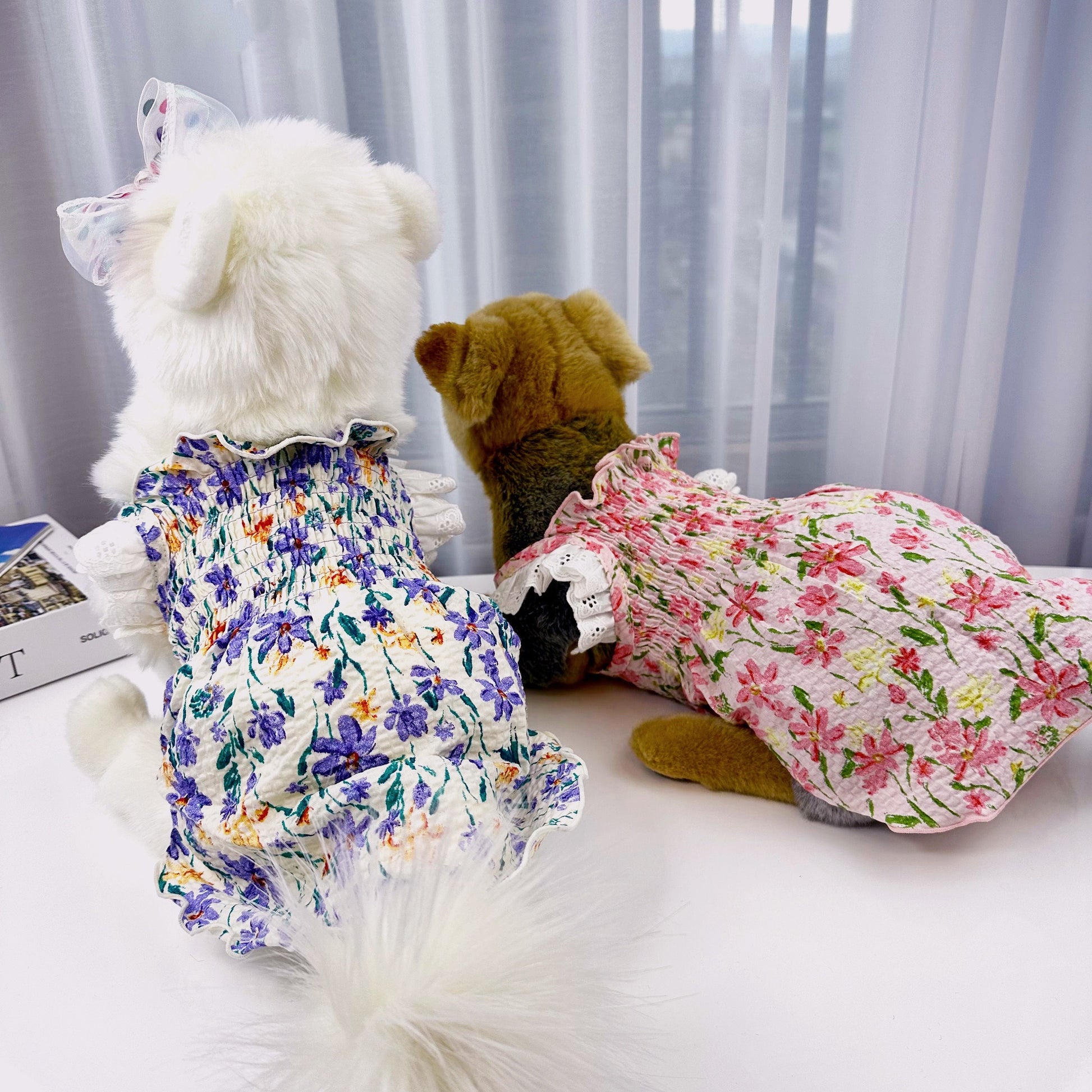Floral Smocked Dress, S-XL, Pet Clothing, Dog Wedding, Dog-Dress, Dog Top, Dog Clothing, Dog Fashion, Dog Apparel - NKpup