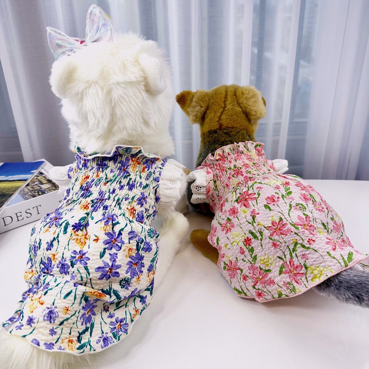 Floral Smocked Dress, S-XL, Pet Clothing, Dog Wedding, Dog-Dress, Dog Top, Dog Clothing, Dog Fashion, Dog Apparel - NKpup