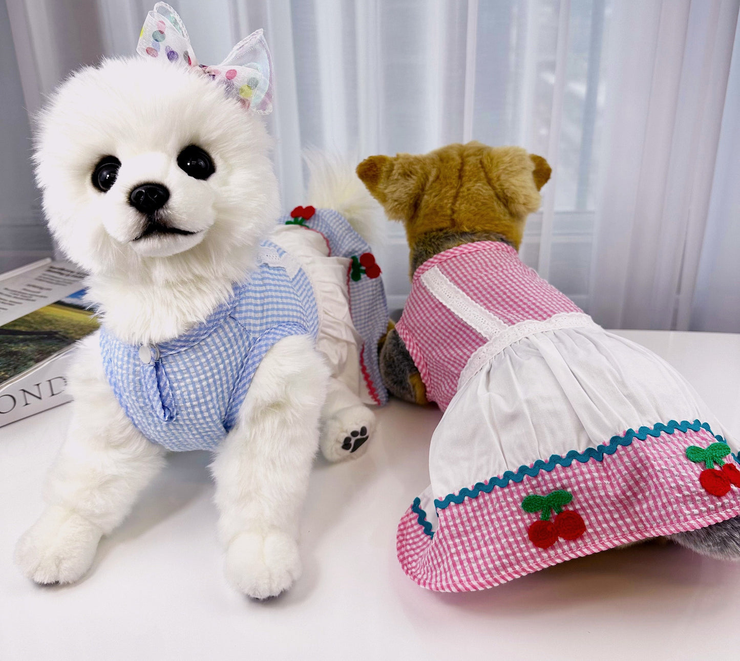 Gingham Cherry Dress, S-2XL, Small Dog Dress, Small Dog Top, Dog Clothes, NKPUP - NKpup
