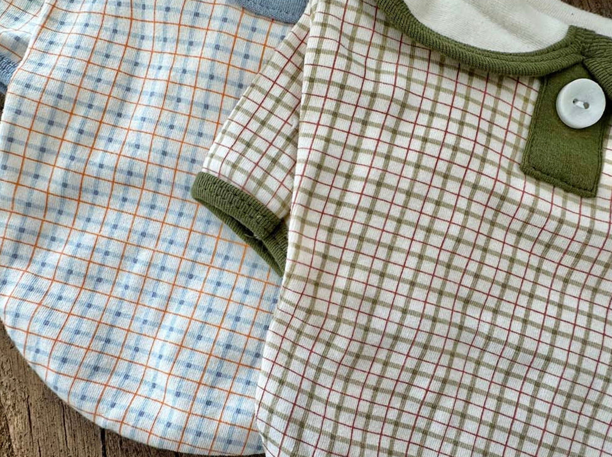 NKpup plaid collar shirt for dogs in blue and green checkered patterns
