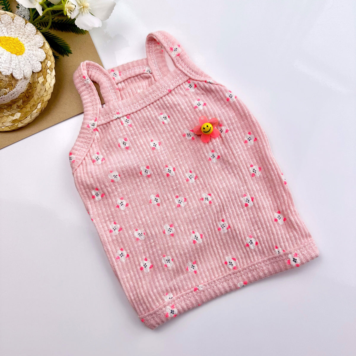 스마일 꽃나시 Top, XS-2XL, Dog Summer, Pet Summer Top, Dog-Shirts Dog Top, Dog Clothing, Dog Fashion, Dog Apparel - NKpup - Shirt