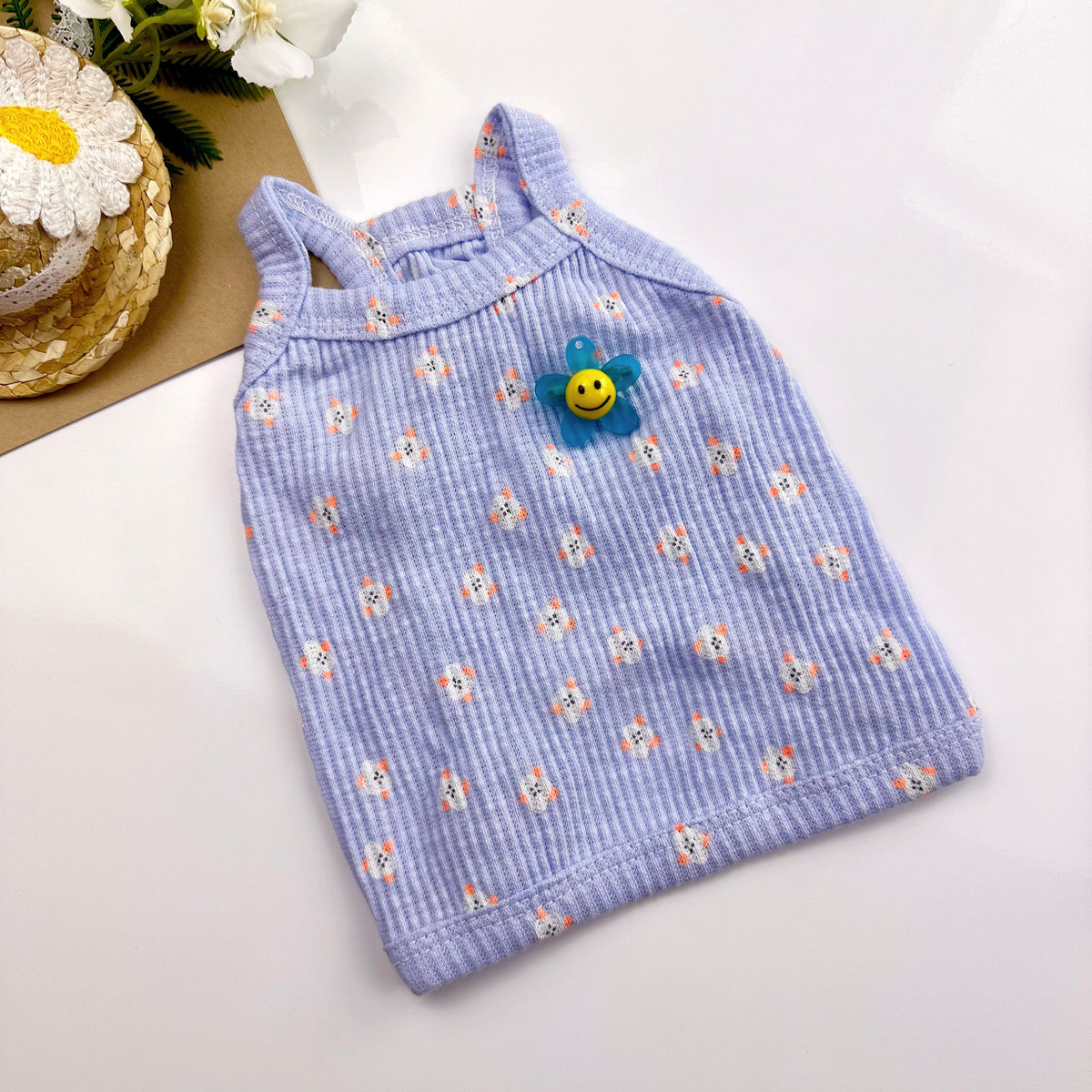 스마일 꽃나시 Top, XS-2XL, Dog Summer, Pet Summer Top, Dog-Shirts Dog Top, Dog Clothing, Dog Fashion, Dog Apparel - NKpup - Shirt
