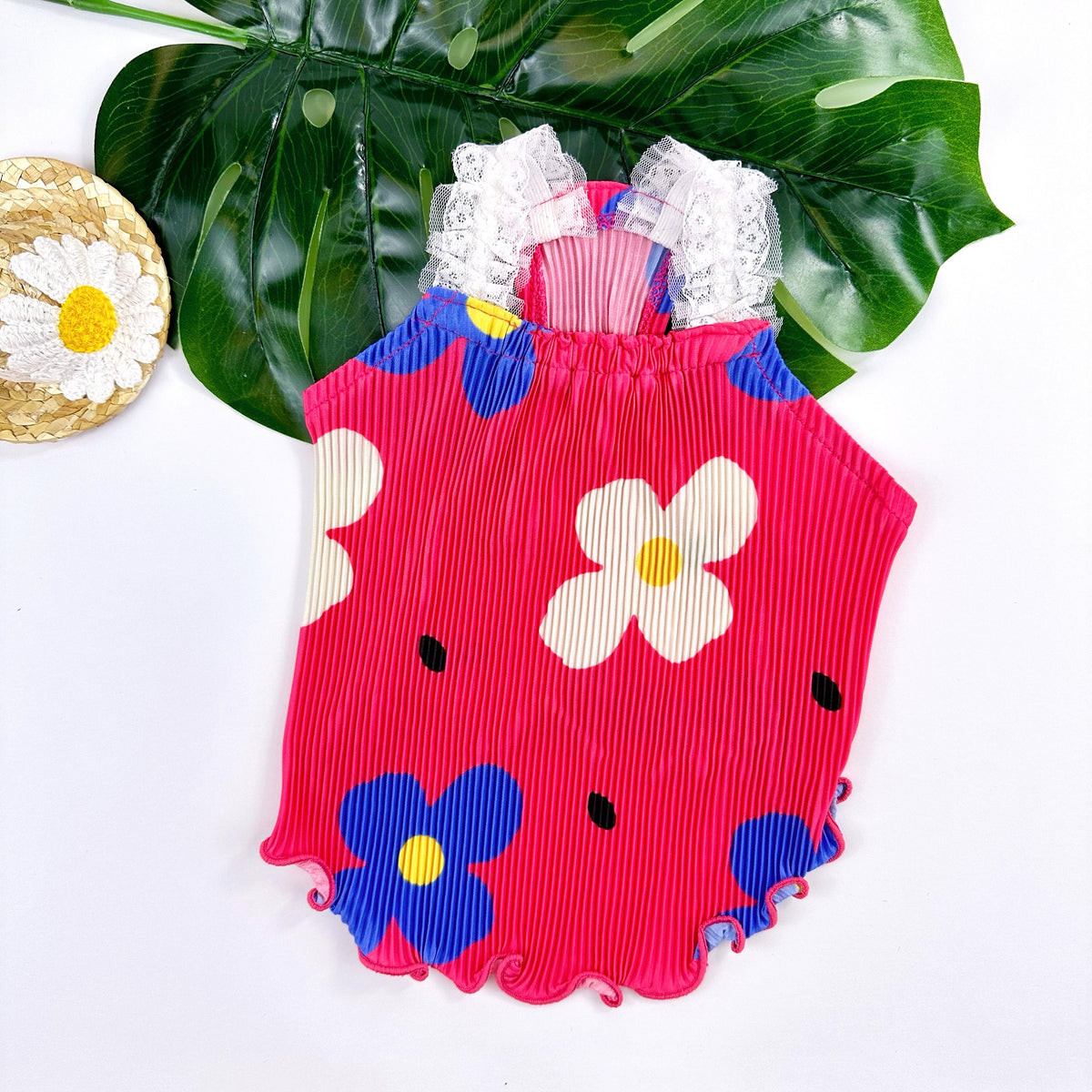 S-3XL, Hawaiian Pleated Sleeveless, Small Dog Summer Top, Summer Style, Floral Dog Top, Dog, NKpup - NKpup