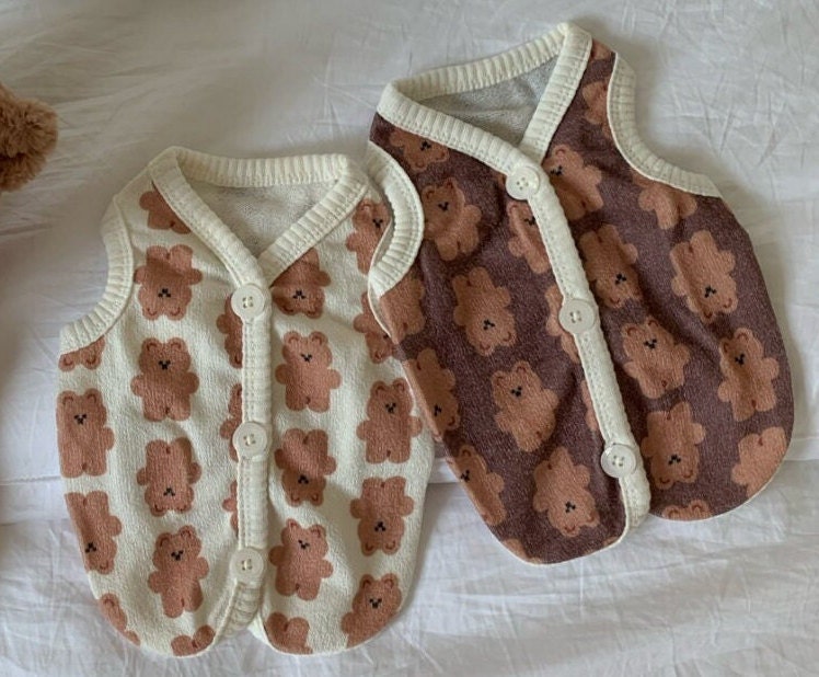 Cocoa Bear Vest, S-XL, Dog Fleece Vest, Dog-Sweater, Dog Outer, Dog Clothes, Pet Clothing - NKpup