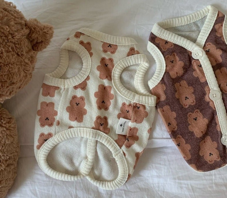 Cocoa Bear Vest, S-XL, Dog Fleece Vest, Dog-Sweater, Dog Outer, Dog Clothes, Pet Clothing - NKpup