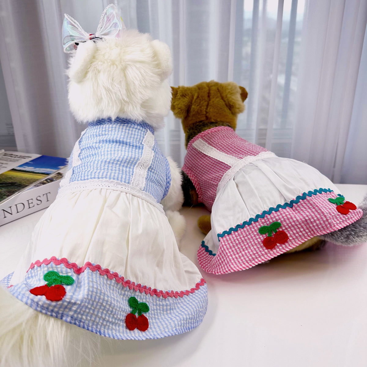 Gingham Cherry Dress, S-2XL, Small Dog Dress, Small Dog Top, Dog Clothes, NKPUP - NKpup