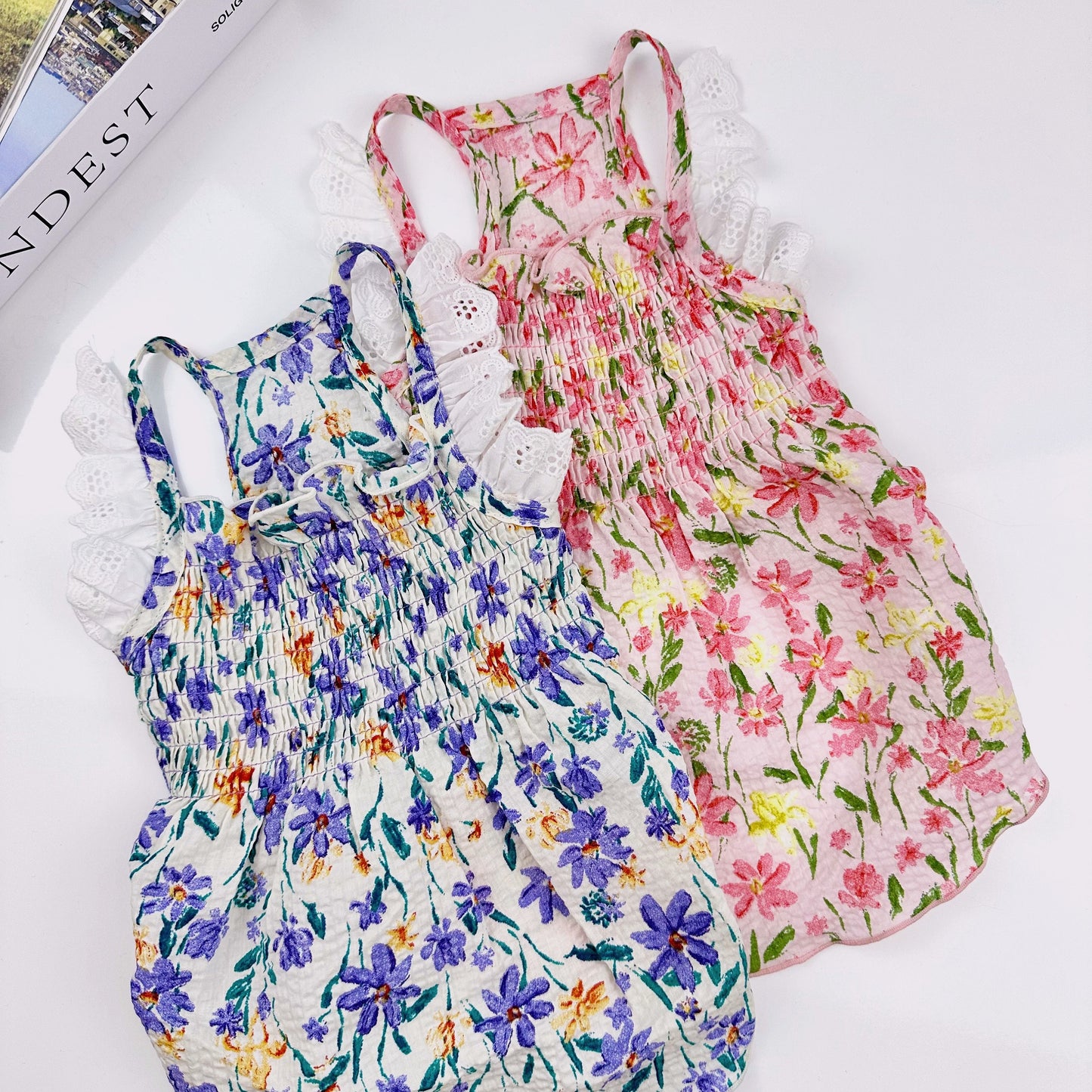 Floral Smocked Dress, S-XL, Pet Clothing, Dog Wedding, Dog-Dress, Dog Top, Dog Clothing, Dog Fashion, Dog Apparel - NKpup