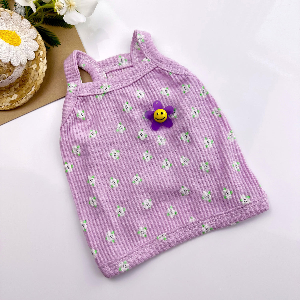 스마일 꽃나시 Top, XS-2XL, Dog Summer, Pet Summer Top, Dog-Shirts Dog Top, Dog Clothing, Dog Fashion, Dog Apparel - NKpup - Shirt
