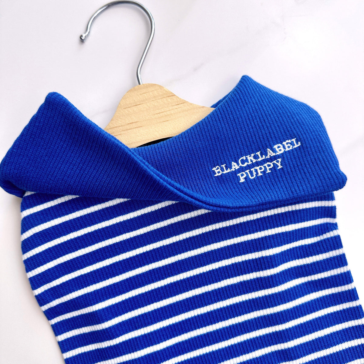 NKpup blue and white striped dog shirt with a sailor collar
