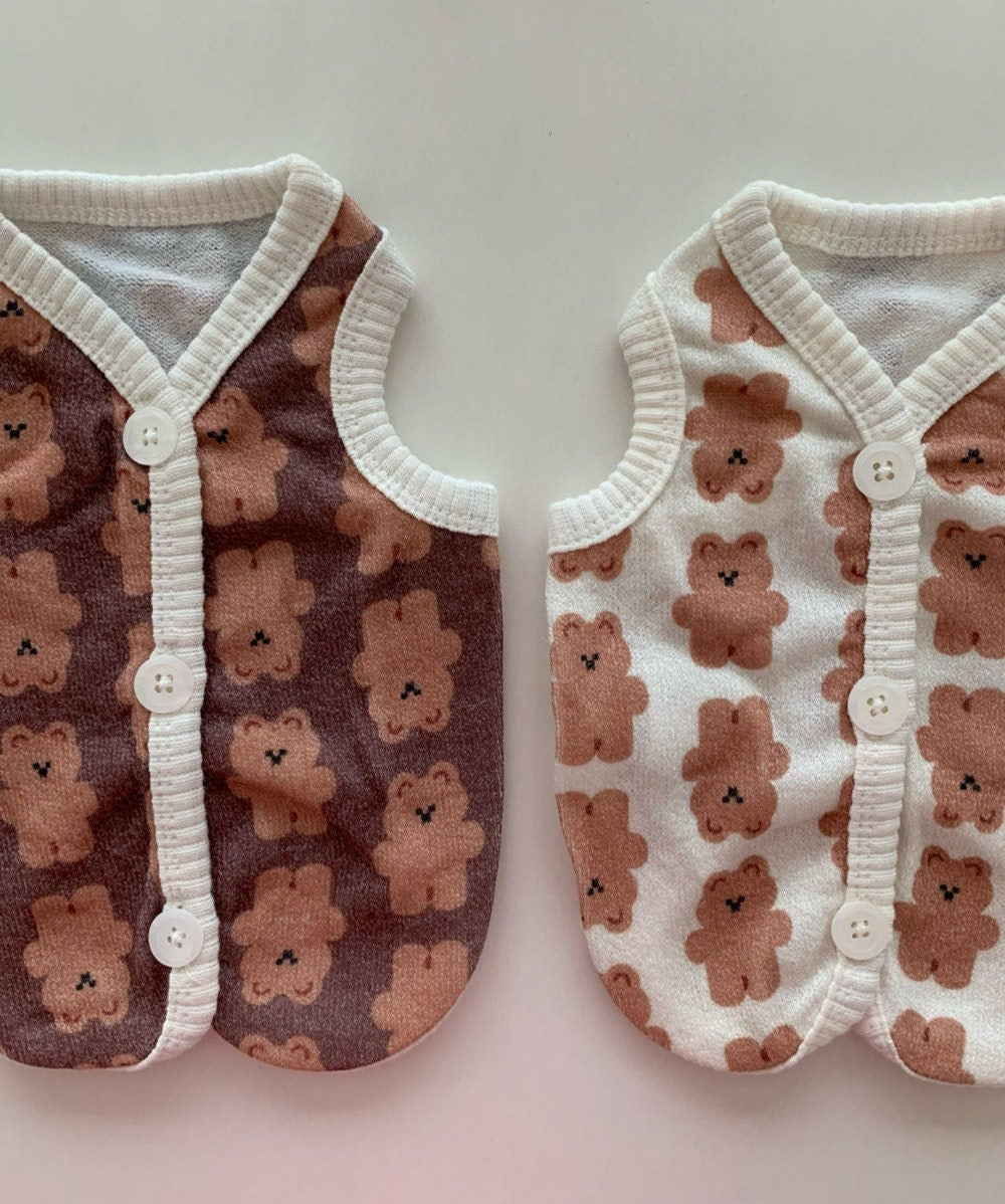 Cocoa Bear Vest, S-XL, Dog Fleece Vest, Dog-Sweater, Dog Outer, Dog Clothes, Pet Clothing - NKpup