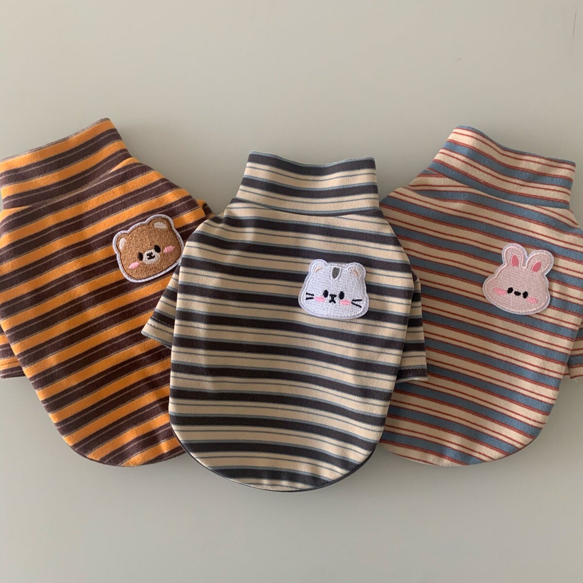 Striped Animal Turtleneck, S-XL, Small Dog Clothes, Dog Neutral T-shirts, Dog Top, Dog Outfit, NKPUP - NKpup