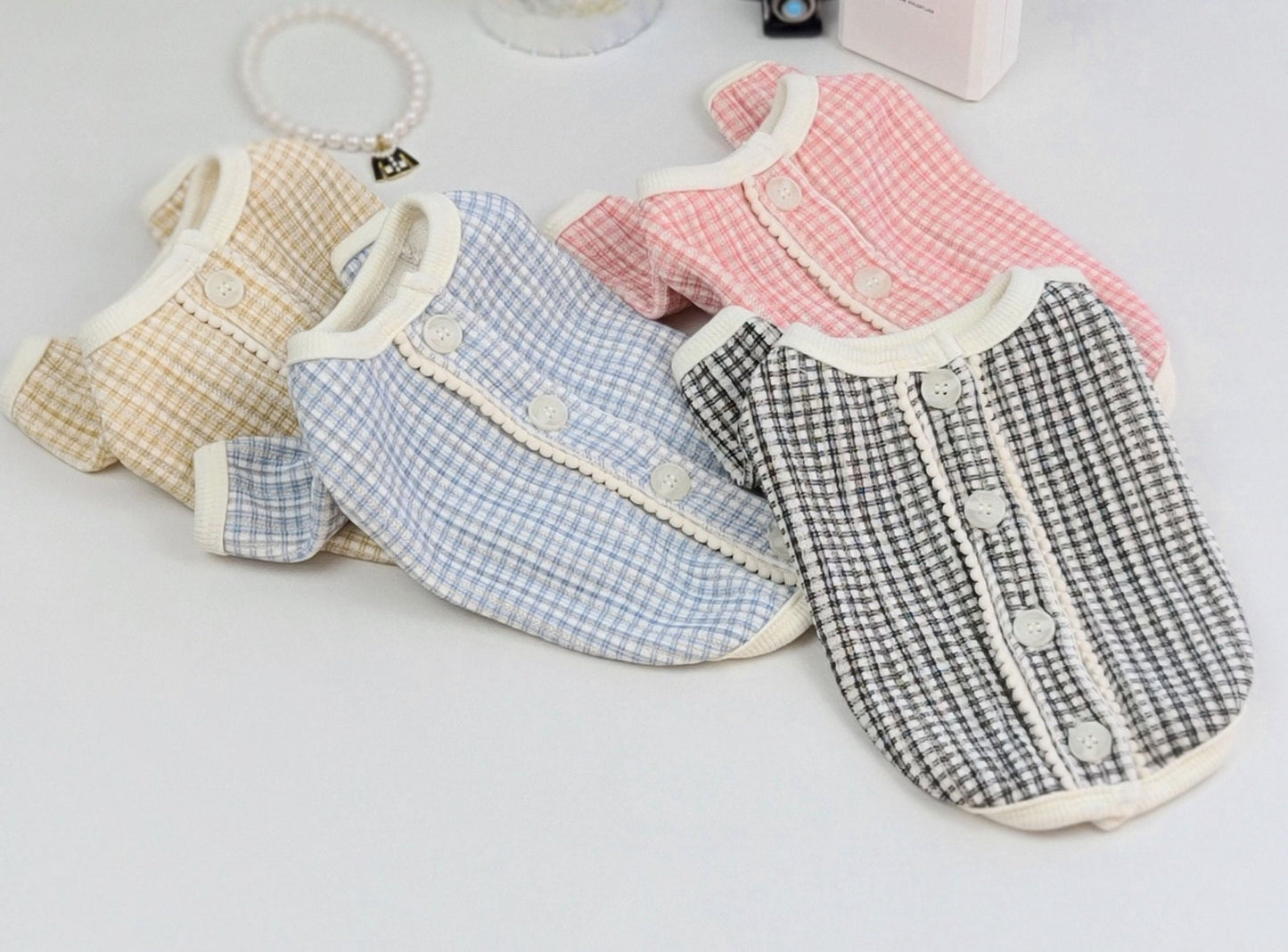 Gingham Cardigan, S-2XL, Pet Clothing, Dog-Vest, Dog Jacket, Dog Fashion, Dog Apparel, Pet Clothing - NKpup