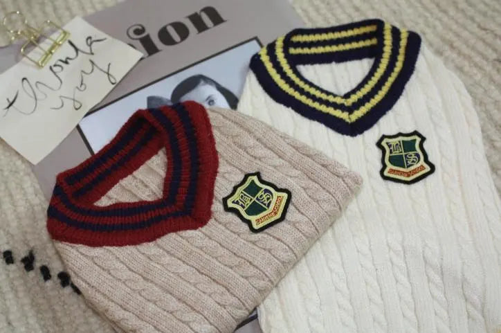 S-3XL, Preppy Dog Knit Vest