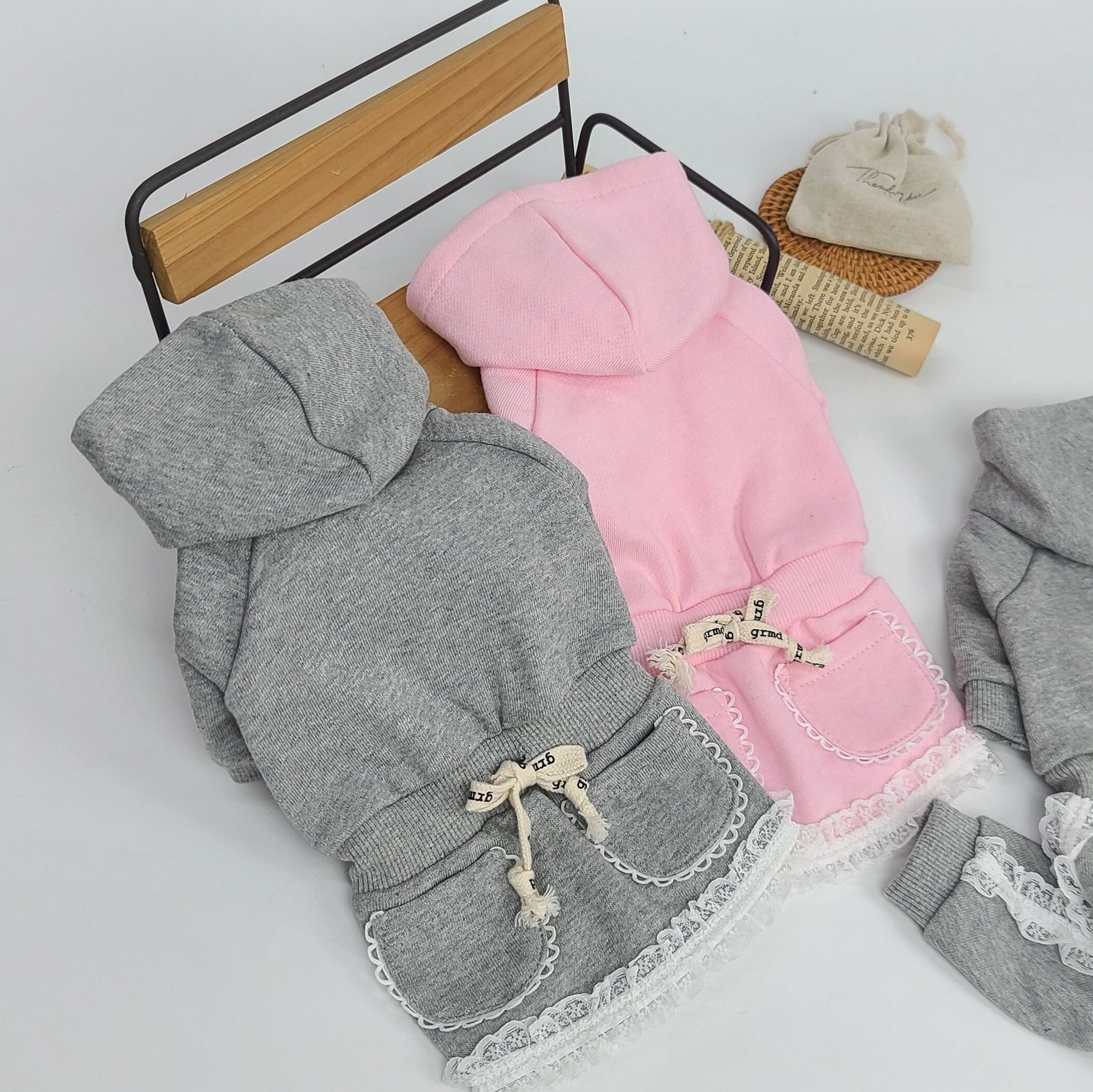 Basic Lace Hoodie Outfit, Two Styles Overall/Skirt, XS-2XL, Pet Outfit, Small Dog Dress, Dog Pants, Dog Top, - NKpup