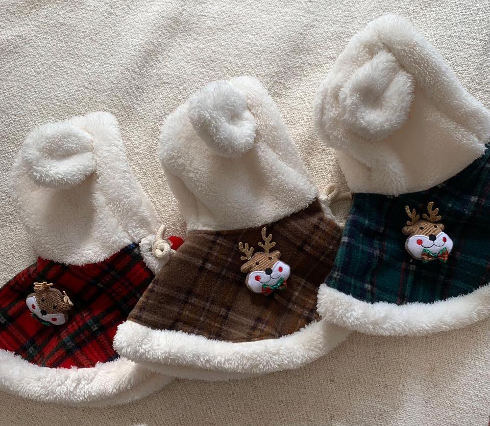 Christmas Plaid Hoodie Cape, S-XL, Christmas Costume Dog, Dog Cape, Dog Santa Fleece, Dog Clothing, Dog Fashion, Dog Apparel - NKpup