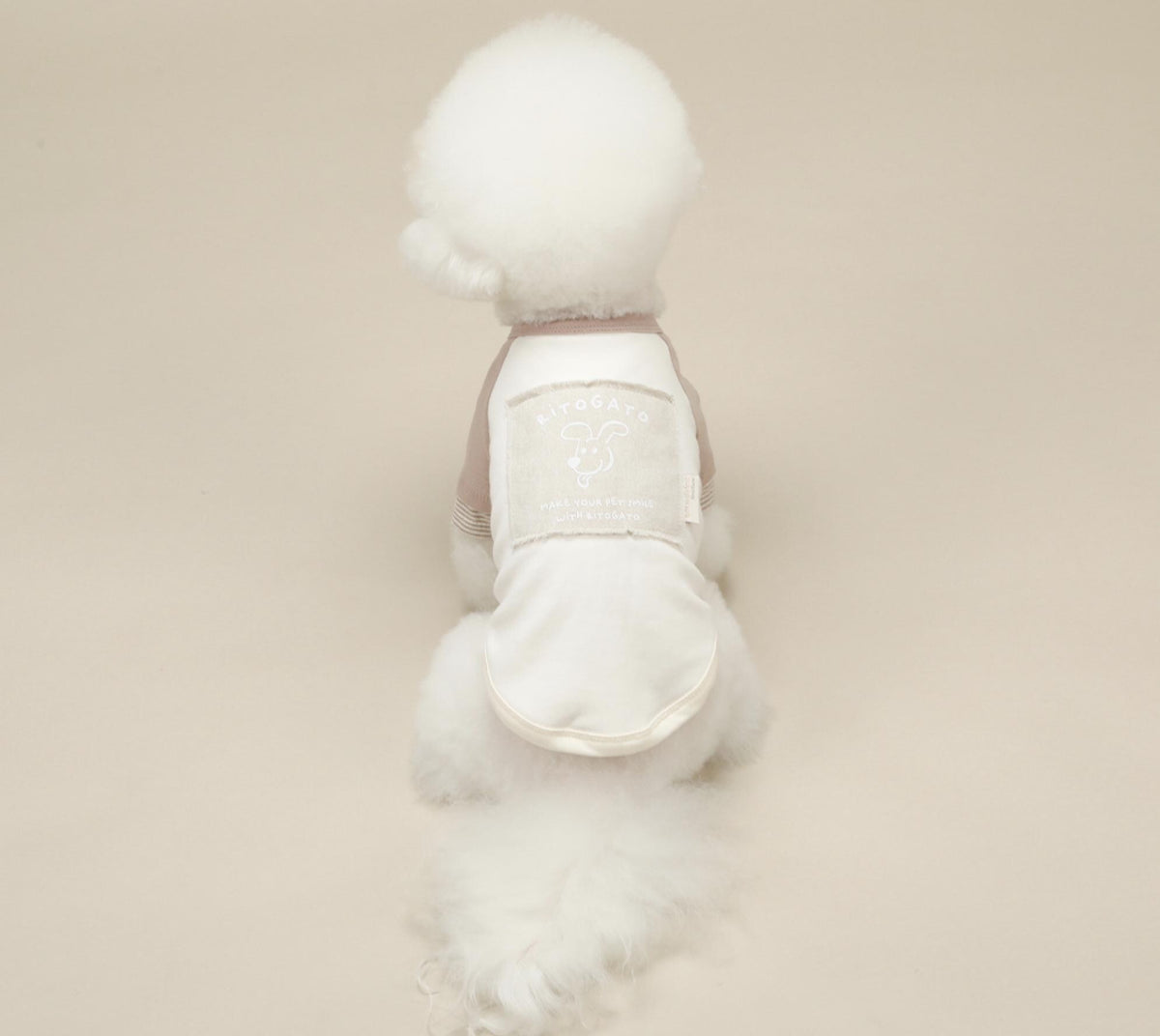 NKpup GOTS organic cotton pastel tee dog shirt in light mauve and white