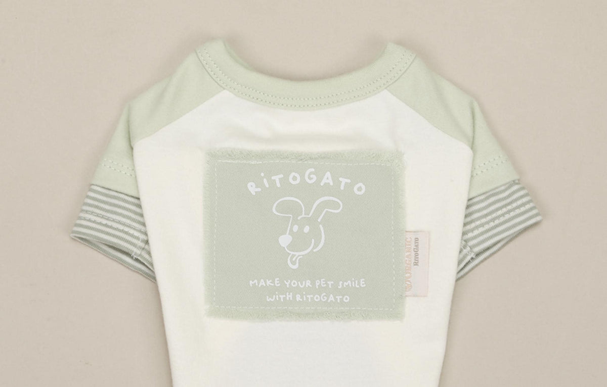 NKpup GOTS organic cotton pastel tee dog shirt in light green and white