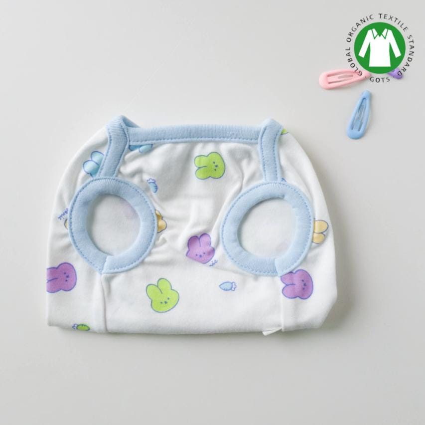 NKpup GOTS organic bunny patterned dog shirt in white and light blue