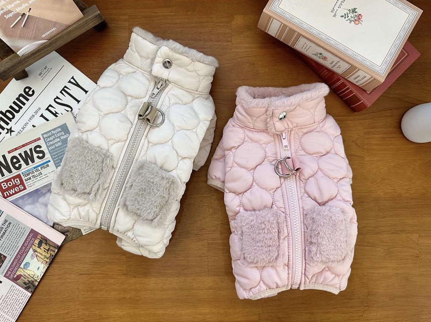 Cozy Quilted Fur Outfit Overall&Dress, S-2XL, Dog Jumpsuit, Dog Winter Dress, Small Dog Clothes, Dog Winter Top, NKPUP - NKpup