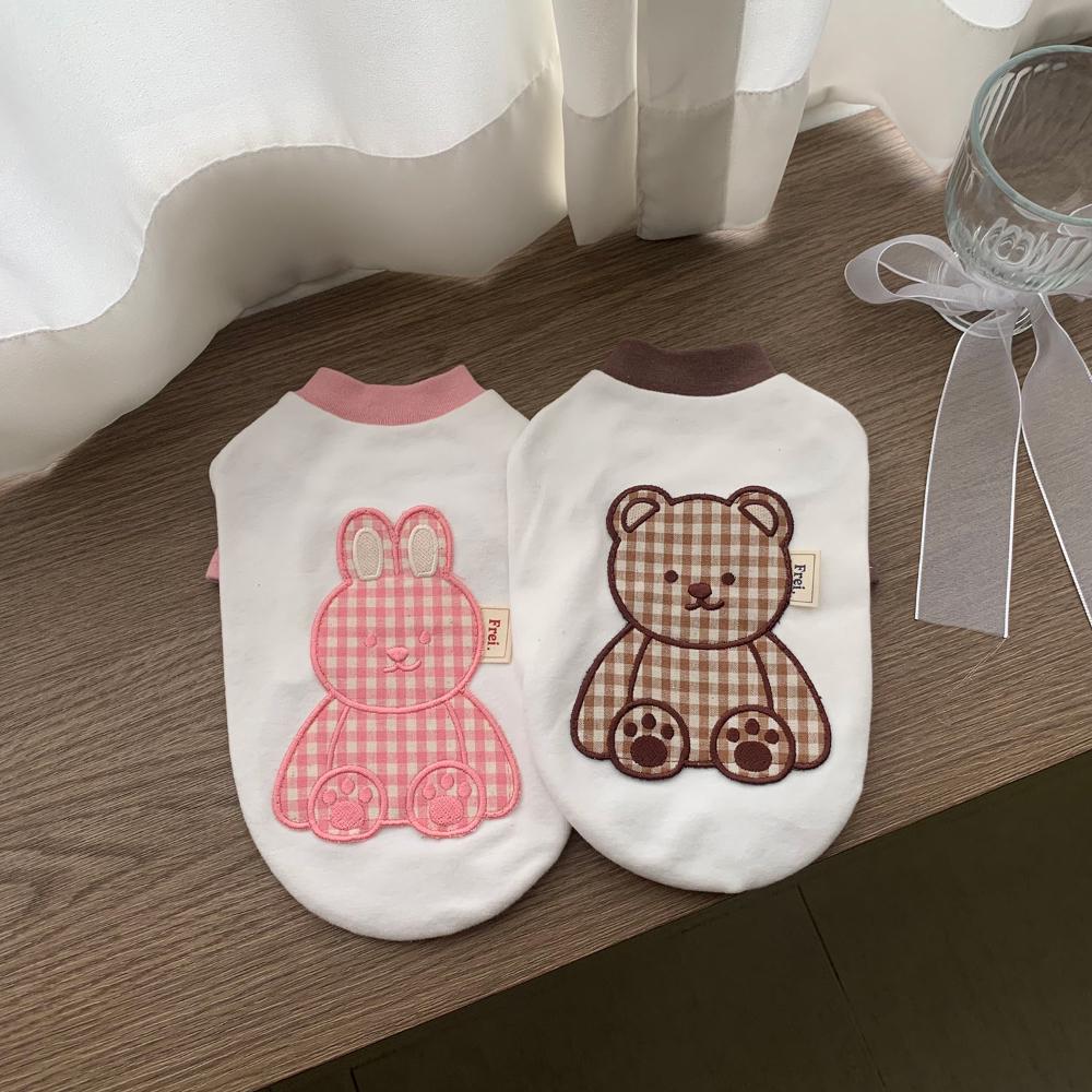 Gingham Bunny/Bear Tee, S-2XL, Small Dog Clothes, Dog T-Shirt , Dog Top, Dog Fashion, Dog Apparel, NKPUP - NKpup