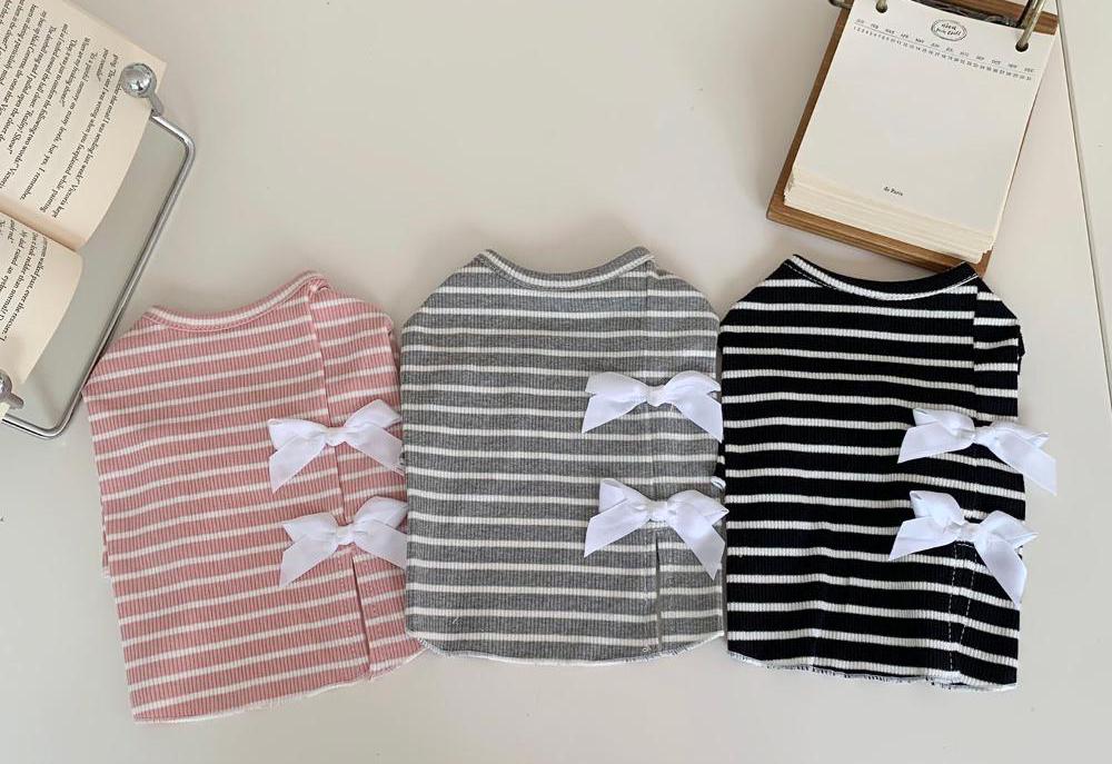 Striped Bow Shirt, S-XL, Dog-Tee, Dog T-shirt, Dog Top, Dog Clothing, Dog Fashion, Dog Apparel, Undershirt for Dogs - NKpup