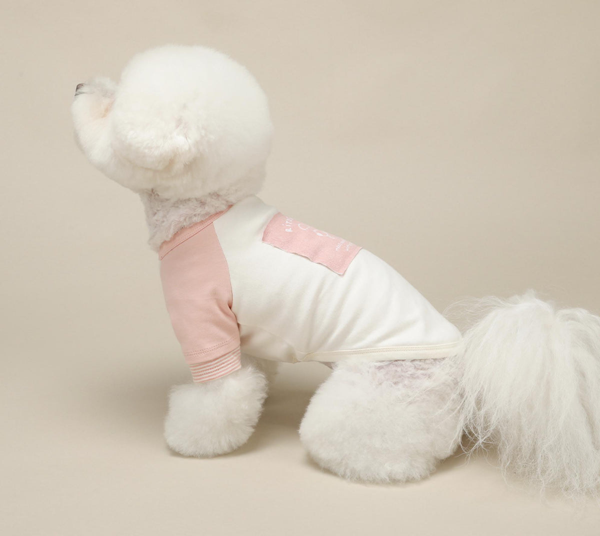 NKpup GOTS organic cotton pastel tee dog shirt in white and light pink