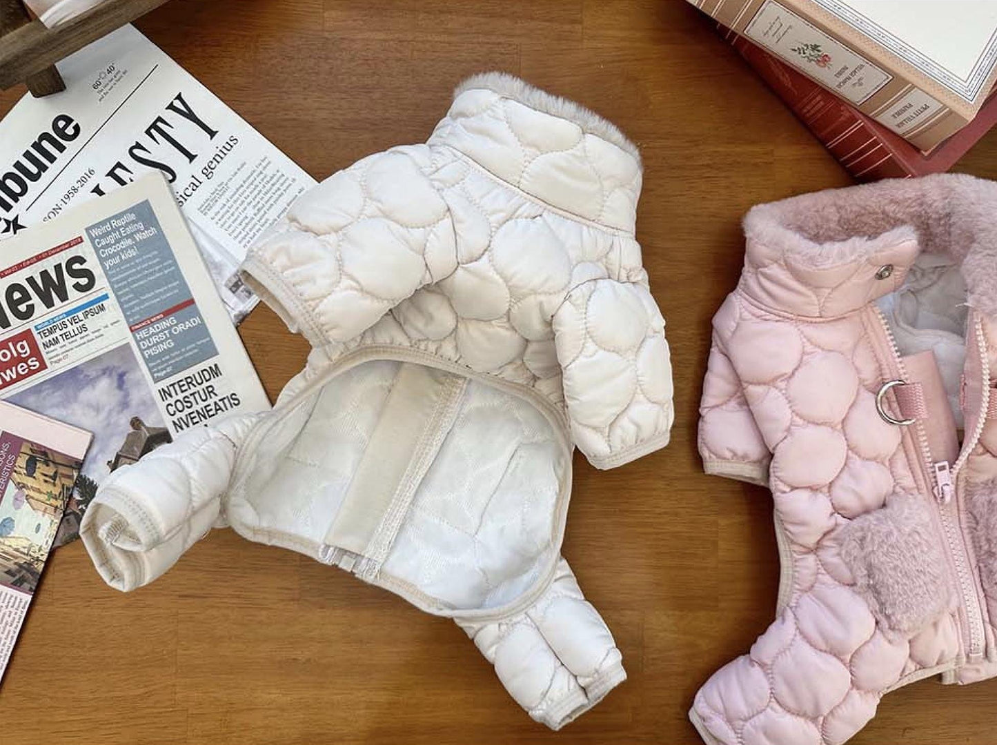 Cozy Quilted Fur Outfit Overall&Dress, S-2XL, Dog Jumpsuit, Dog Winter Dress, Small Dog Clothes, Dog Winter Top, NKPUP - NKpup
