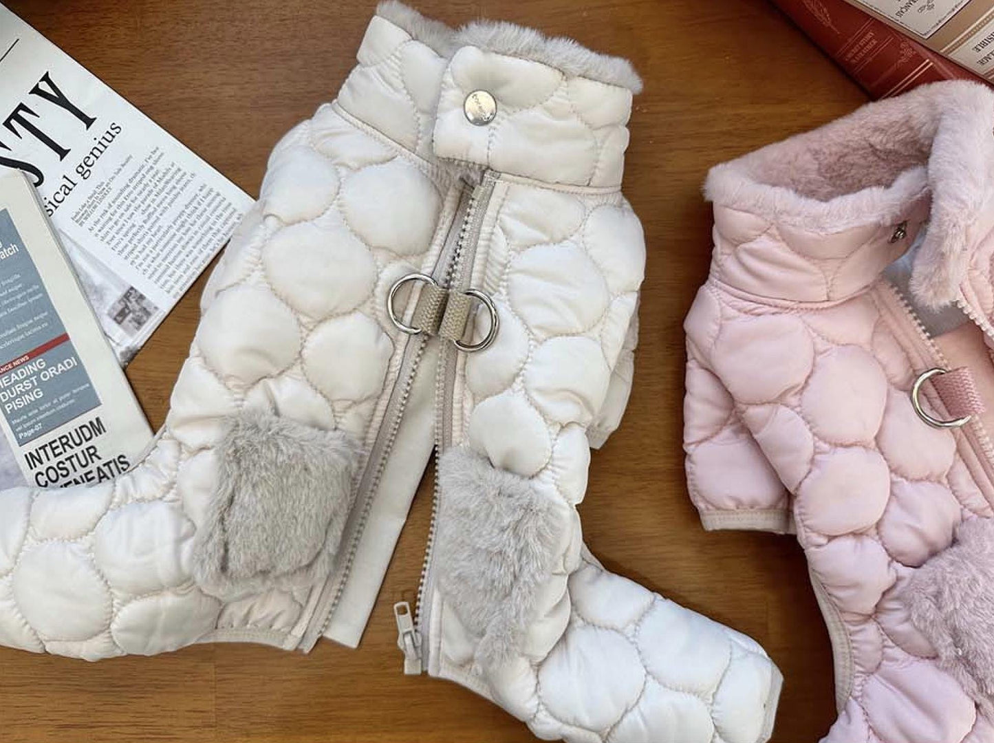 Cozy Quilted Fur Outfit Overall&Dress, S-2XL, Dog Jumpsuit, Dog Winter Dress, Small Dog Clothes, Dog Winter Top, NKPUP - NKpup