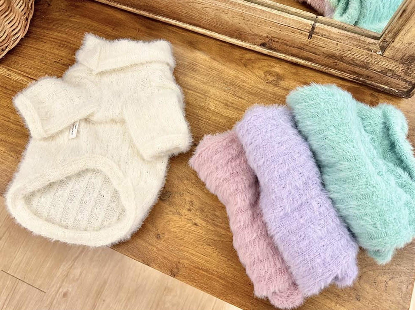 Pastel Fluffy Turtleneck Sweater, XS-2XL, Small Dog Clothes, Dog Sweater, Dog T-shirts, Dog Top, Dog Clothing, Gift for Furry Friends - NKpup