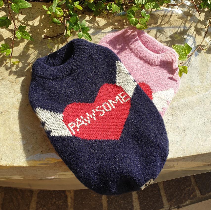 Pawsome Heart Sweater, S-2XL, Small Dog Knit, Dog Sweater, Dog Winter Outfit, Small Dog Top, NKPUP - NKpup