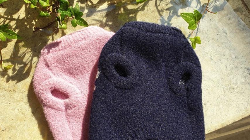 Pawsome Heart Knit Dog Vest in pink and navy blue