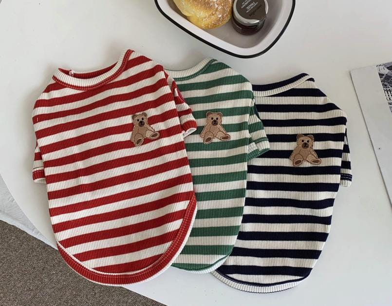 Striped Teddy Tee, S-2XL, Pet Clothes, Dog Essential Tee, Dog T-shirts, Dog Top, Dog Clothing, Dog Fashion - NKpup