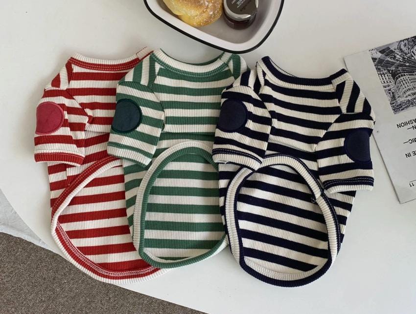 Striped Teddy Tee, S-2XL, Pet Clothes, Dog Essential Tee, Dog T-shirts, Dog Top, Dog Clothing, Dog Fashion - NKpup