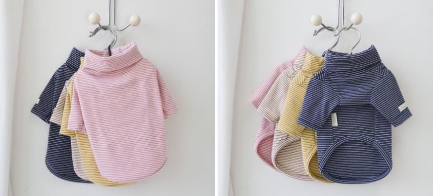 Cozy Striped Turtleneck, S-2XL, Small Dog Clothes, Dog Essential Tee, Dog T-shirts, Dog Top, NKPUP - NKpup