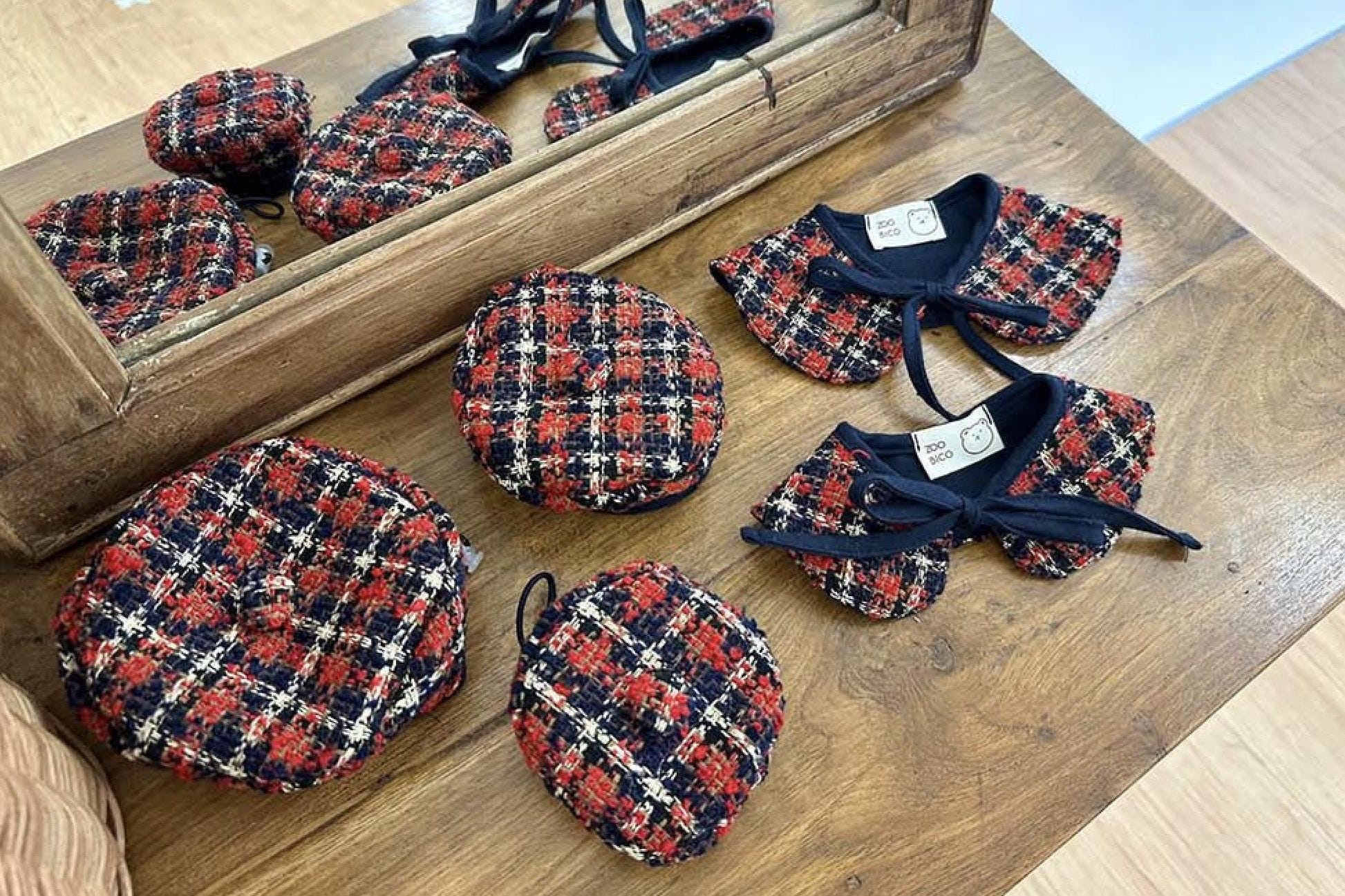 Tweed Beret & Cape, S-L, Dog Accessory, Small Dog Neck Warmer, Pet Clothing, Pet Accessory, Dog Fashion, Dog Apparel, Pet Clothing - NKpup