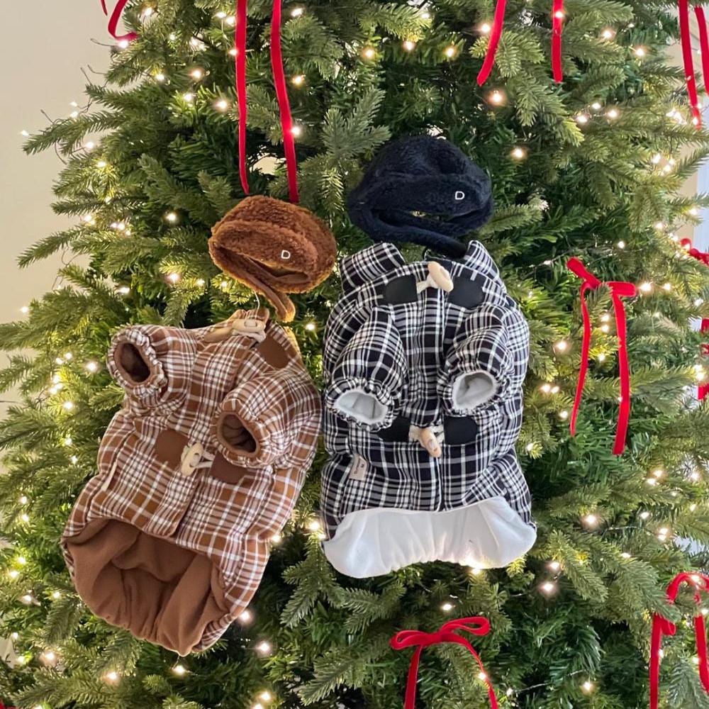 Plaid Duffle Coat, S-2XL, Small Dog-Vest, Dog Jacket, Dog Fashion, Dog Apparel, Pet Clothes, Dog Outfit - NKpup