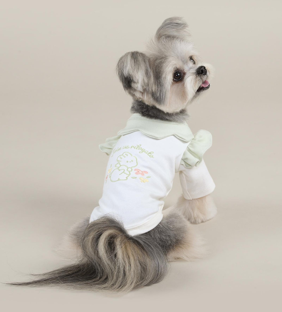 GOTS Organic Cotton Frilled T-Shirt, S-2XL, Certified Organic Cotton, Dog Cotton T-shirt, Dog Top, Eco-Friendly T-shirt for Dogs - NKpup
