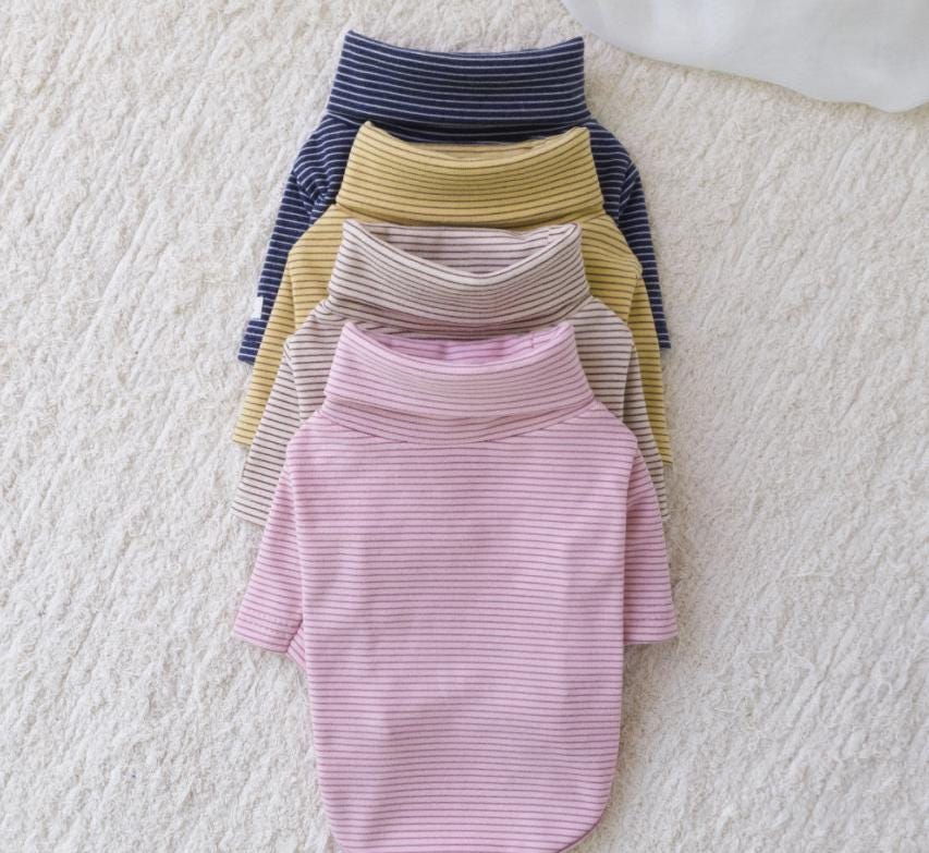 Cozy Striped Turtleneck, S-2XL, Small Dog Clothes, Dog Essential Tee, Dog T-shirts, Dog Top, NKPUP - NKpup