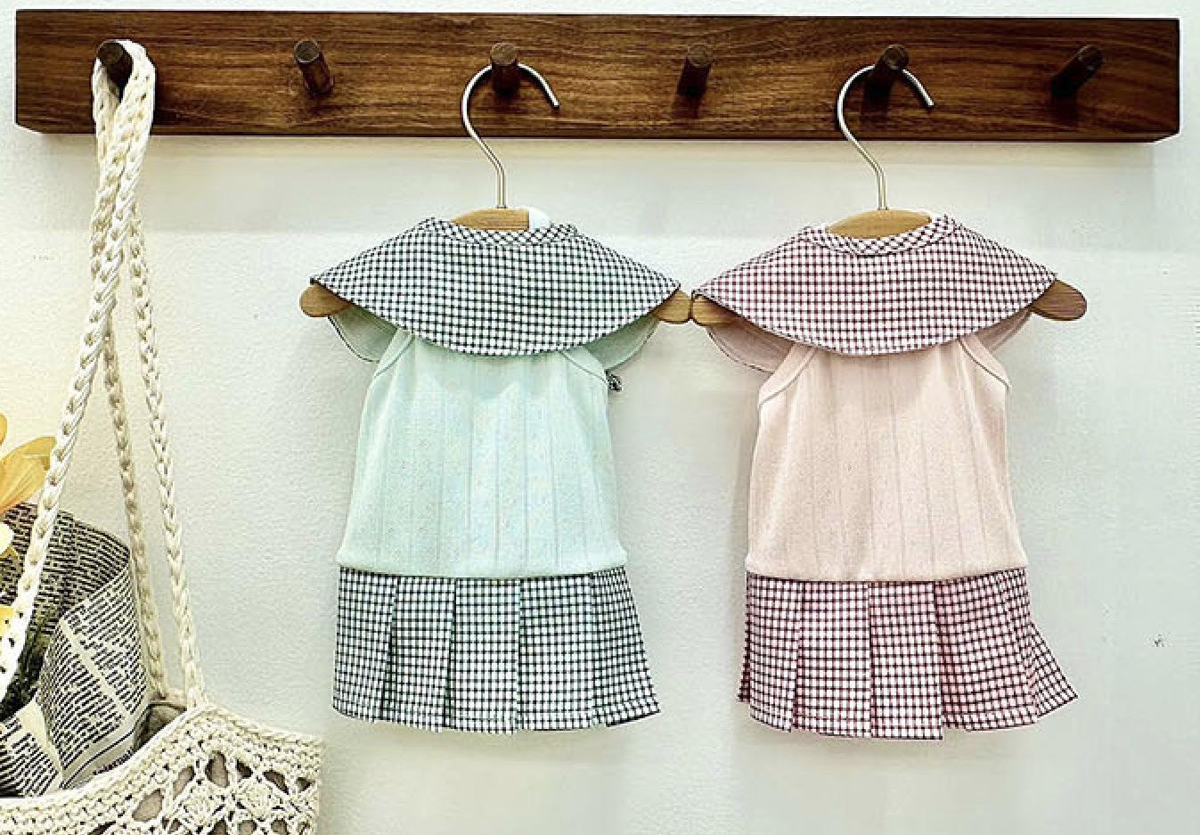 Gingham Collar Pleated Dress, XS-2XL, Small Dog Clothes, Dog Dress, Dog Wedding, Dog Apparel, Pet Clothing - NKpup