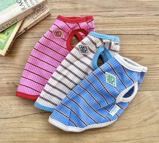 Striped Ribbed Top, XS-2XL, Small Dog Clothes, Dog Knit Shirt, Dog-Tee, Dog T-shirt, Dog Top, NKPUP - NKpup