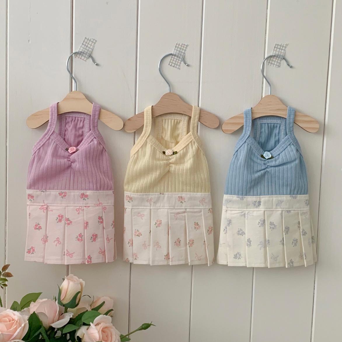 Pleated Ribbon Rose Dress, S-XL, Small Dog Clothes, Dog Dress, Dog Wedding, Dog Apparel, Pet Clothing, NKPUP - NKpup