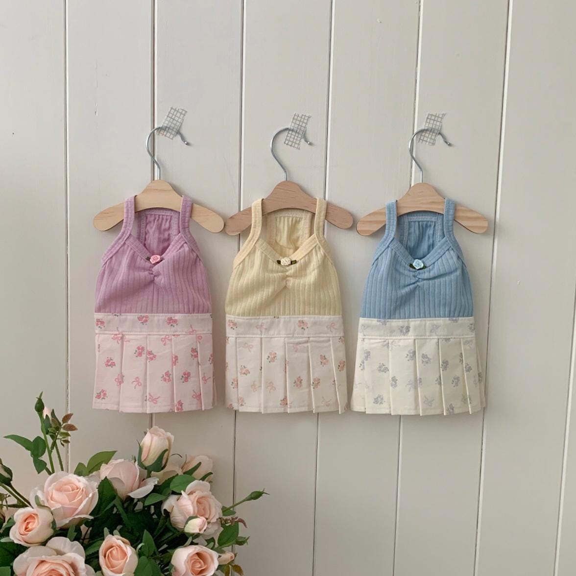 Pleated Ribbon Rose Dress, S-XL, Small Dog Clothes, Dog Dress, Dog Wedding, Dog Apparel, Pet Clothing, NKPUP - NKpup