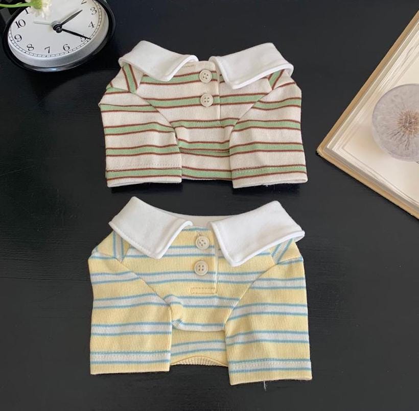 NKpup striped dog polo shirts with white collars in beige and yellow color options